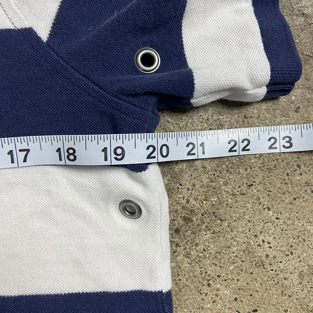Polo Ralph Lauren Polo Shirt Size Medium Navy Blue Striped Classic Fit US-93